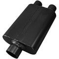 40 Series Delta Flow Chambered Muffler 40 Delta Flow Stainless Steel 3.00 Center In 2.50 Dual Out Aggressive Sound Flowmaster