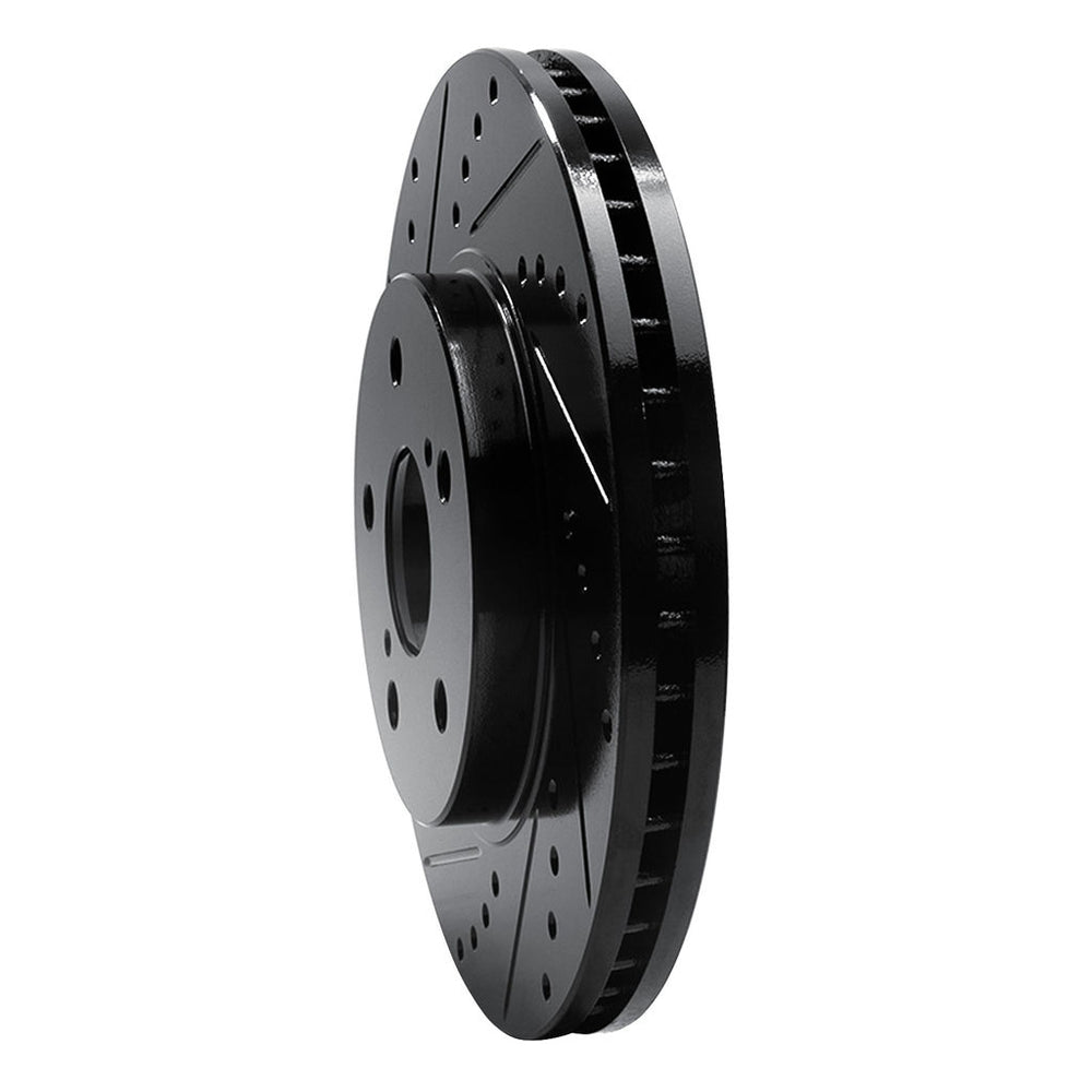 R1 02-15 Lexus ES300 Front Left Drilled & Slotted Black Brake Rotor