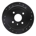 R1 99-02 Daewoo Nubira Rear Right Drilled & Slotted Black Brake Rotor
