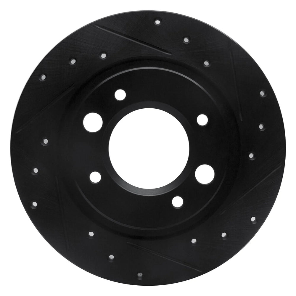 R1 71-89 Peugeot 504 Rear Right Drilled & Slotted Black Brake Rotor