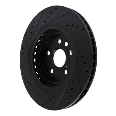 R1 20-25 Lexus RX350 Front Right Drilled & Slotted Black Brake Rotor