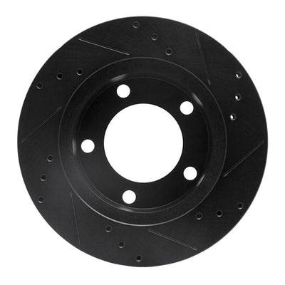 R1 76-93 Ford F-150 4WD Front Left Drilled & Slotted Black Brake Rotor