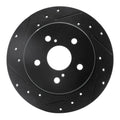 R1 2015-2025 Lexus NX200T Rear Left Drilled & Slotted Black Brake Rotor