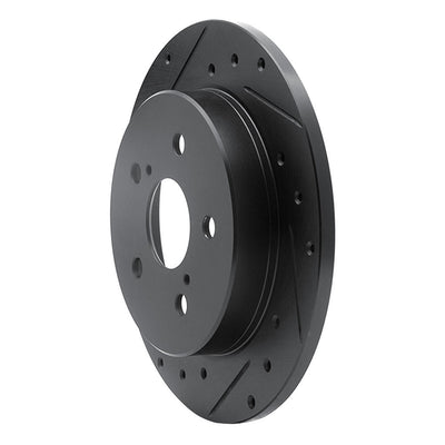 R1 2015-2025 Lexus NX200T Rear Left Drilled & Slotted Black Brake Rotor