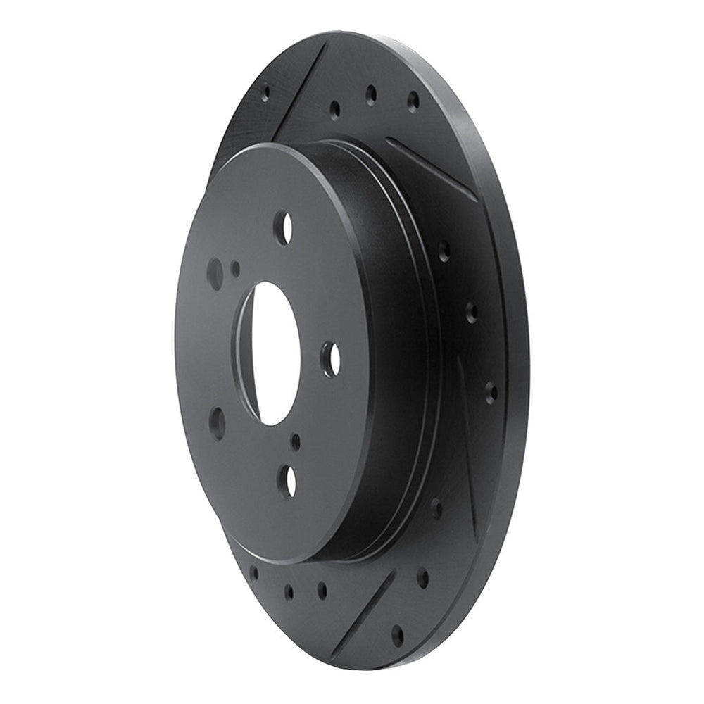 R1 2015-2025 Lexus NX200T Rear Left Drilled & Slotted Black Brake Rotor