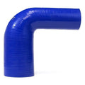 HPS Performance 4 - 4.5 ID High Temp 4-ply Reinforced Silicone 90 Degree Elbow Reducer Hose Blue (102mm - 114mm ID)