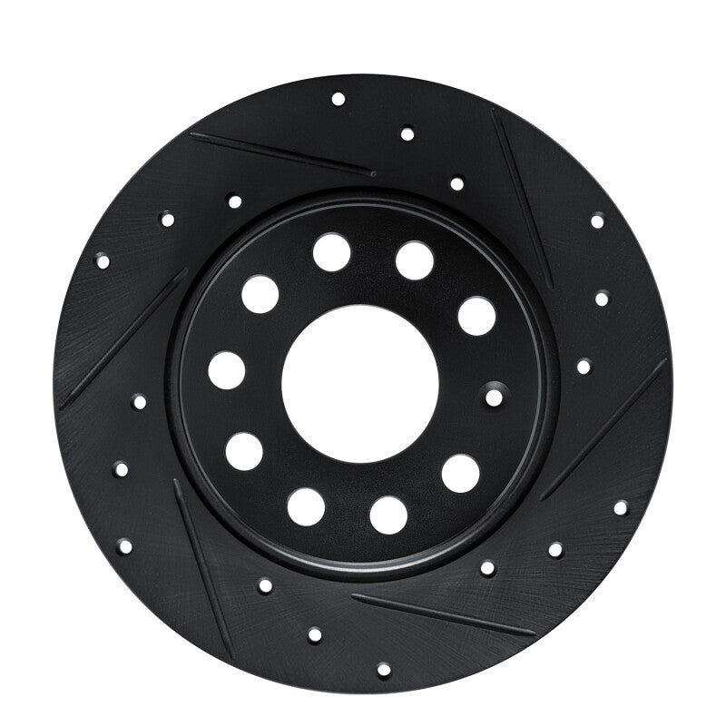 R1 17-25 Audi Q2 (Mexico) Rear Right Drilled & Slotted Black Brake Rotor