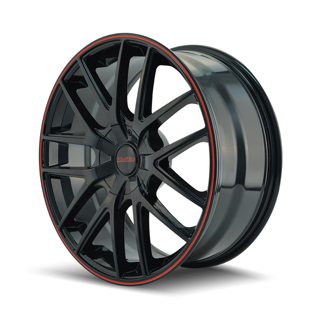 Touren 3260 TR60 17x7.5 / 5x108/114.3 BP / 42mm Offset / 72.62mm Hub Gloss Black w/ Red Ring Wheel
