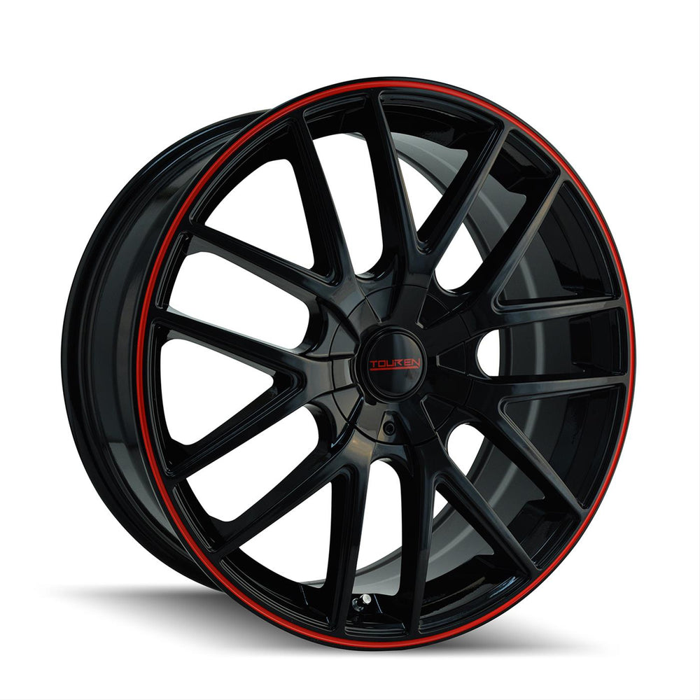 Touren 3260 TR60 16x7 / 4x100/114.3 BP / 42mm Offset / 67.1mm Hub Gloss Black w/ Red Ring Wheel