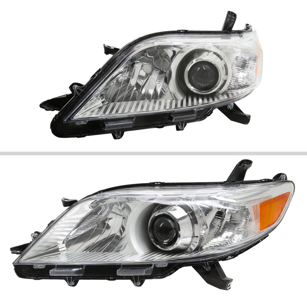 OE HALOGEN WITHOUT LED HEADLIGHTS CHROME HOUSING CLEAR LENS - H11 LOW BEAM 9005 HIGH BEAM 3457NA SIDE MARKER SIGNAL BULBS NOT INCLUDED