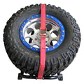 N-Fab Bed Mounted Rapid Tire Strap Universal - Gloss Black - Red Strap