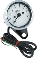 Bikers Choice 2.5 Inch Chrome Mini Tach Universal White Face 8000 RPM