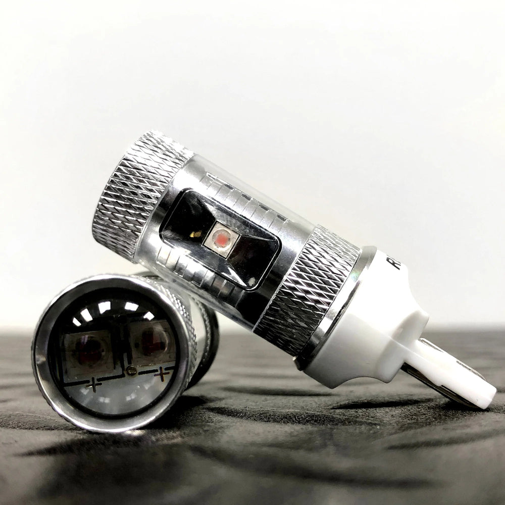 ~(1 lbs. 6X4X1)~ 7443 (5 Extreme High Power CREE LEDs on each bulb) 360 Degree 30-Watt CREE LEDs - AMBER (Two Bulbs Per Package)