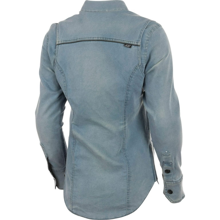 Speed and Strength Speed Society Armored Moto Shirt Denim Blue Womens - Large