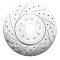 R1 1995-2000 Lexus LS400 Front Left Drilled & Slotted Silver Brake Rotor