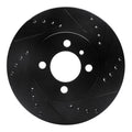 R1 84-91 BMW 325ES Front Right Drilled & Slotted Black Brake Rotor