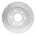 R1 90-04 Mitsubishi Montero Front Right Drilled & Slotted Silver Brake Rotor