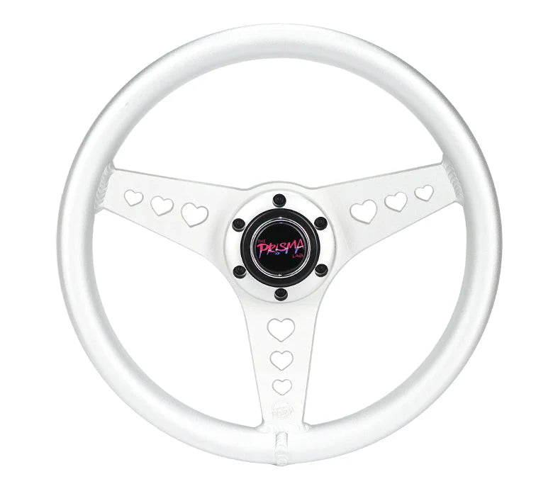 NRG All Aluminum Steering Wheel 330mm - Heart Cut Out- Ergonomic Grip- Anadized Silver
