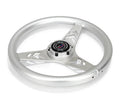 NRG Aluminum Steering Wheel 330mm - Arow Cutout - Ergonomic Grip - Anadized Silver