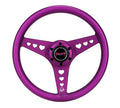 NRG All Aluminum Steering Wheel 330mm - Heart Cut Out- Ergonomic Grip- Anadized Purple