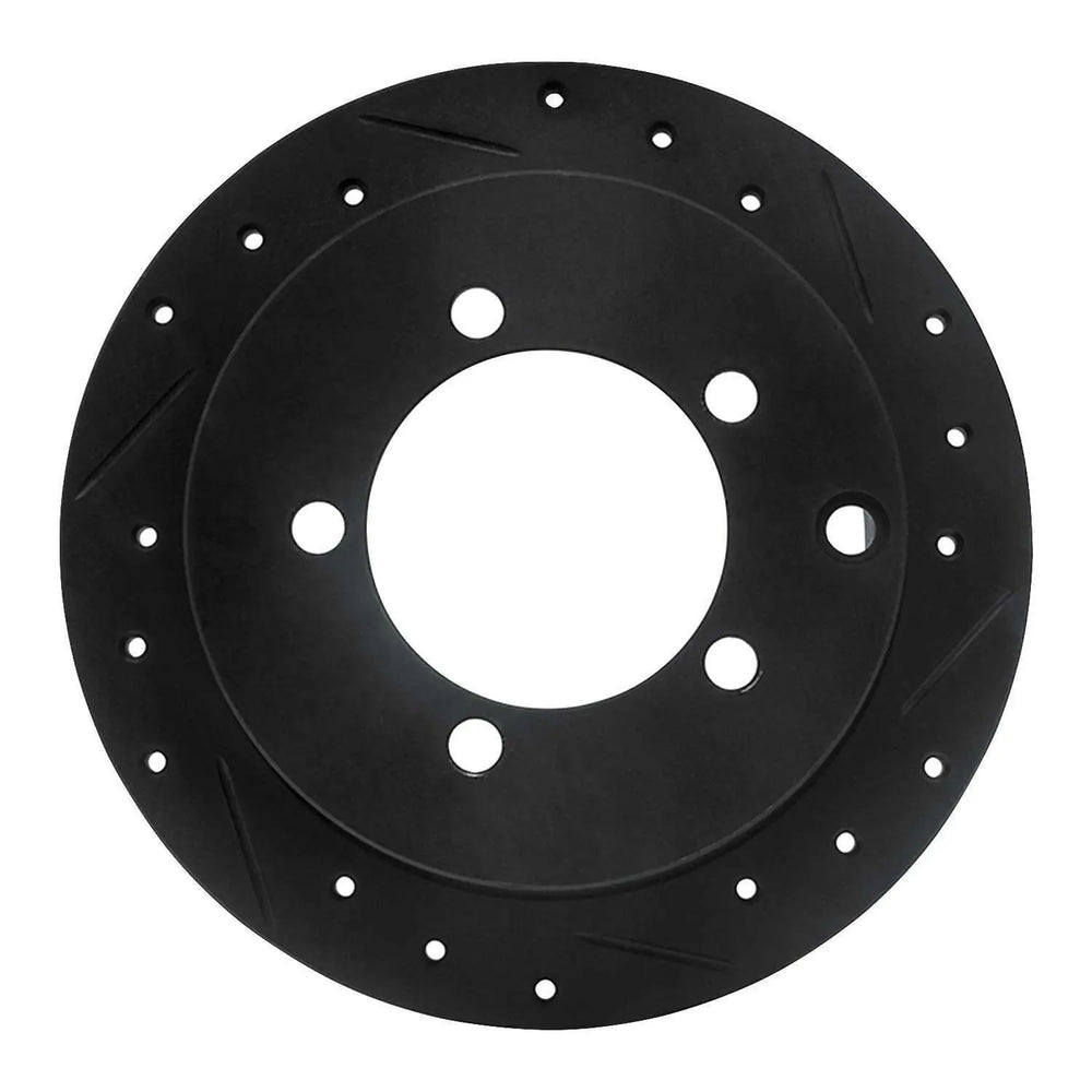 R1 97-04 Mitsubishi DIAMANTE Rear Right Drilled & Slotted Black Brake Rotor