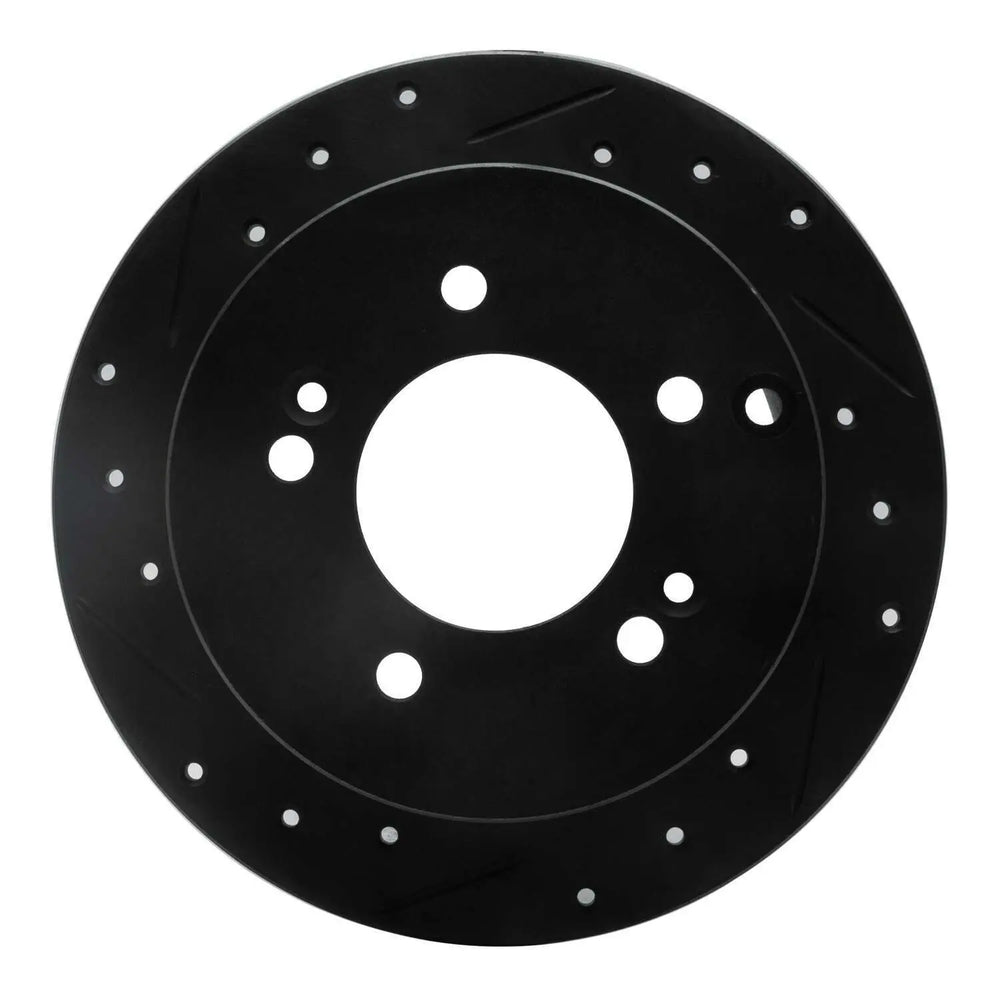 R1 01-10 Hyundai Tucson Rear Right Drilled & Slotted Black Brake Rotor