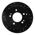 R1 01-10 Hyundai Tucson Rear Right Drilled & Slotted Black Brake Rotor