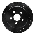 R1 95-07 Chrysler Sebring Rear Left Drilled & Slotted Black Brake Rotor