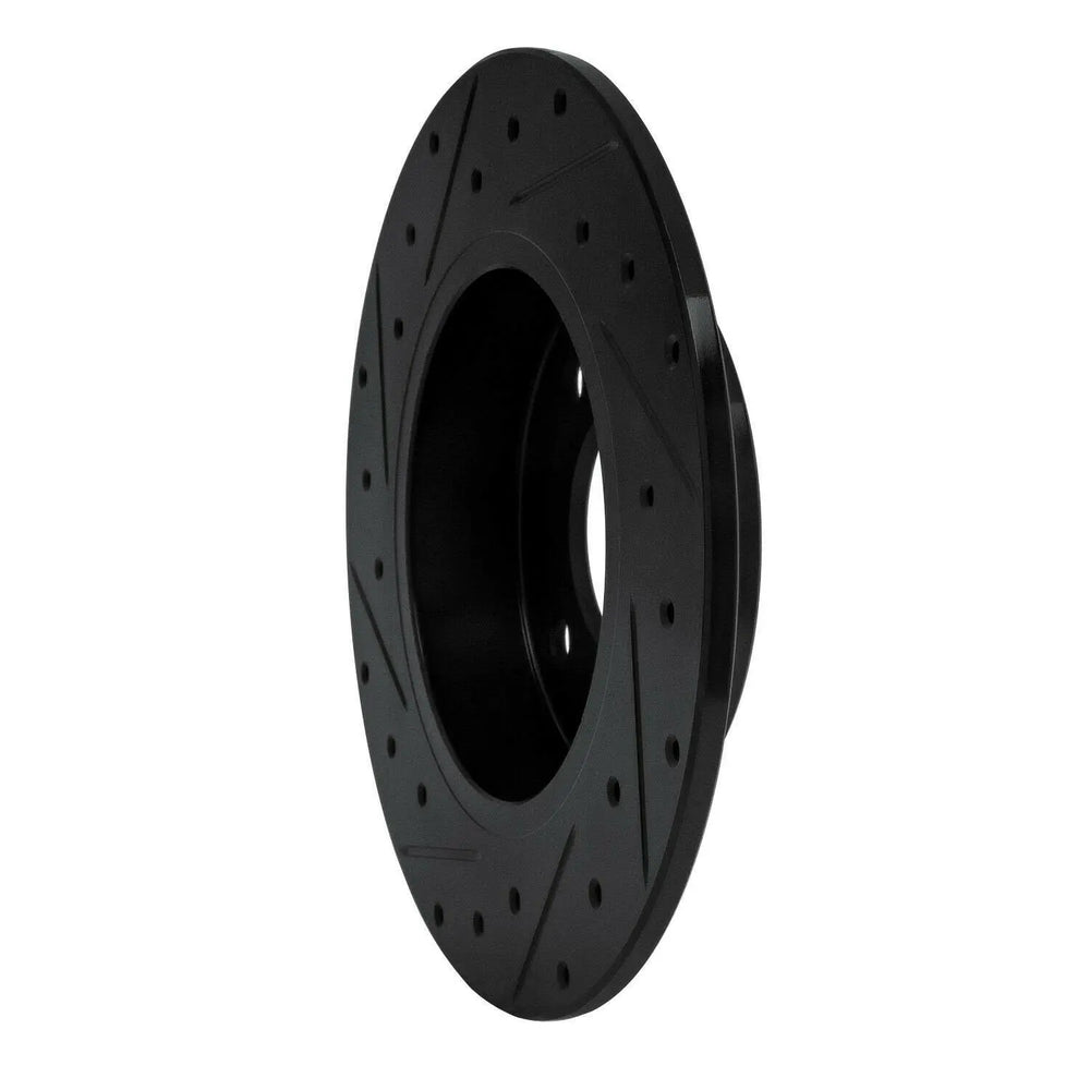 R1 04-06 Nissan Sentra Rear Right Drilled & Slotted Black Brake Rotor