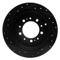 R1 07-22 Lexus LX570 Rear Right Drilled & Slotted Black Brake Rotor