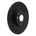 R1 01-05 Mazda Miata Rear Right Drilled & Slotted Black Brake Rotor