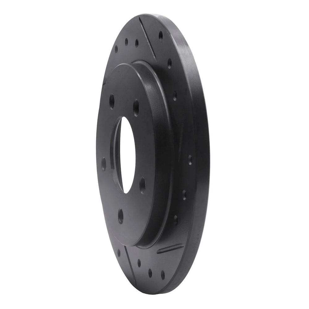 R1 88-94 Buick Regal Rear Right Drilled & Slotted Black Brake Rotor