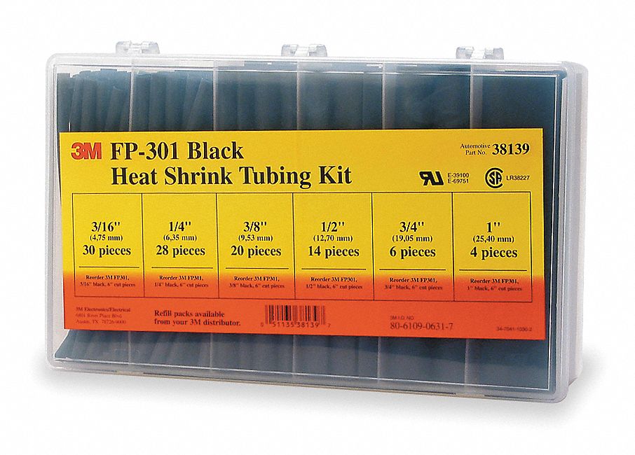 3M HEAT SHRINK TUBING ASSORTED BLA