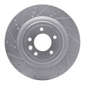 R1 14-24 Land Rover Range Rover Rear Left Drilled & Slotted Silver Brake Rotor