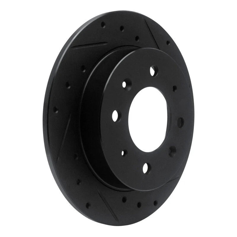 R1 04-09 Kia Spectra Rear Right Drilled & Slotted Black Brake Rotor