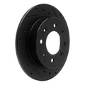 R1 04-09 Kia Spectra Rear Right Drilled & Slotted Black Brake Rotor