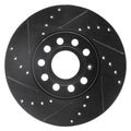 R1 05-25 Audi Q2 (Mexico) Front Left Drilled & Slotted Black Brake Rotor