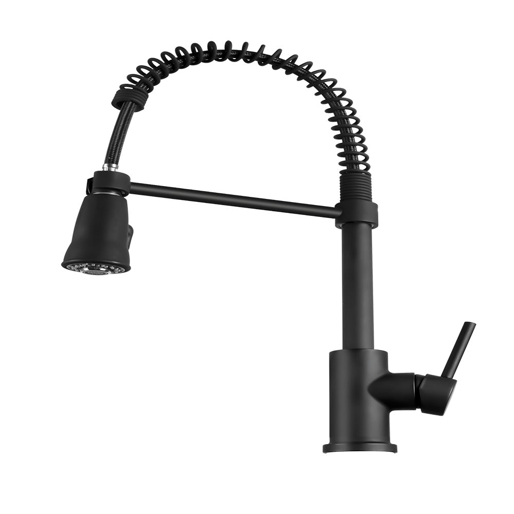 SPRING COIL PULLDOWN RV KITCHEN FAUCET MATTE BLACK/BRUSHED SATIN NICKEL