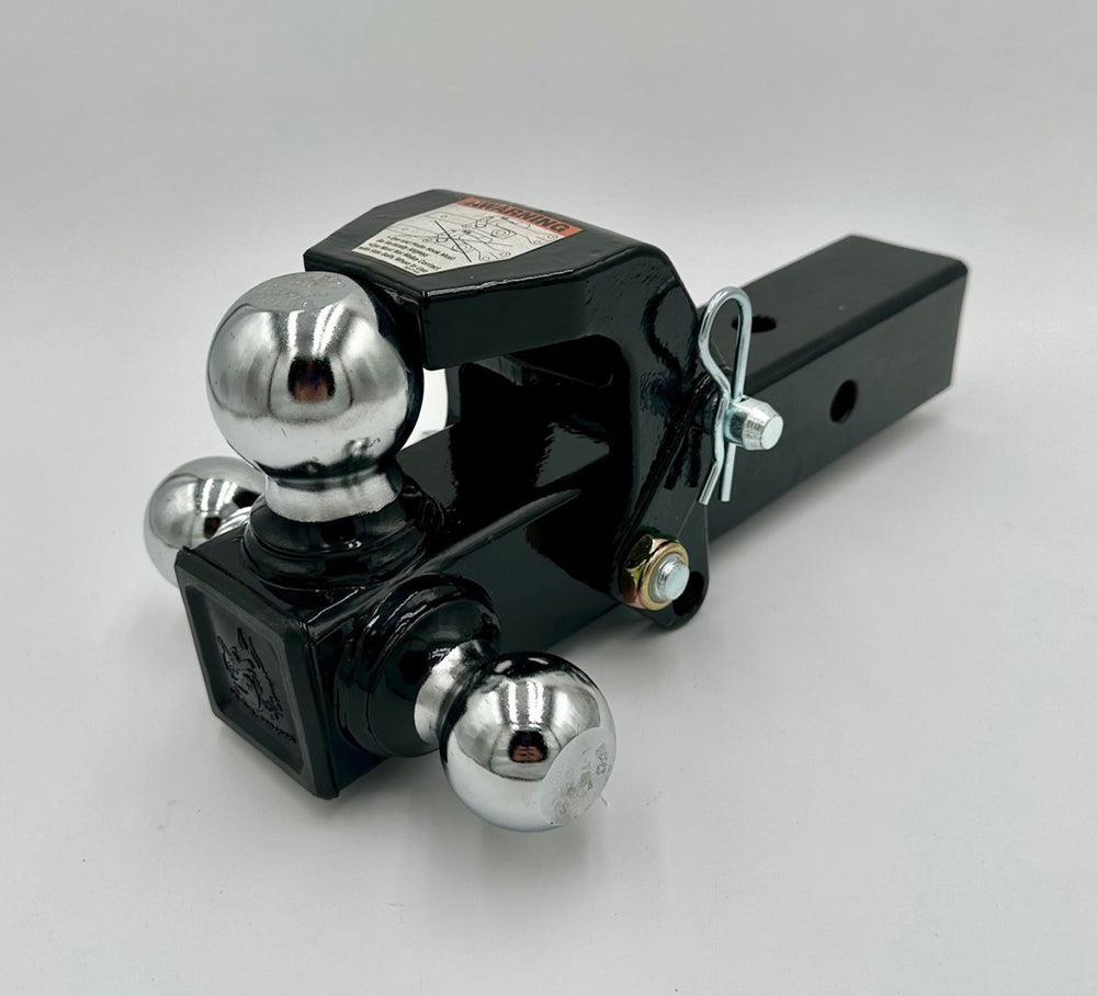 TRIBALL HITCH WITH PINTLE HOOK AND CHROME TOWING BALLS 21/2 IN RECIEVER