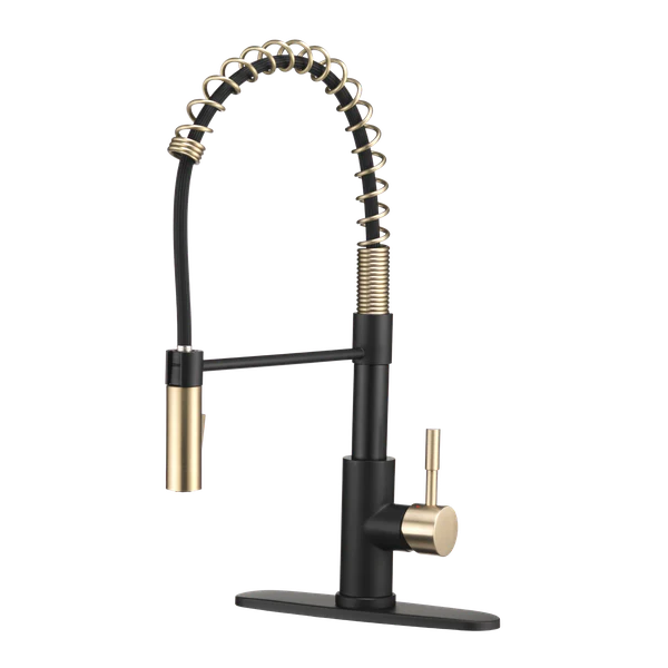 STREAMLINE COIL PULLDOWN RV KITCHEN FAUCET MATTE BLACK/MATTE GOLD