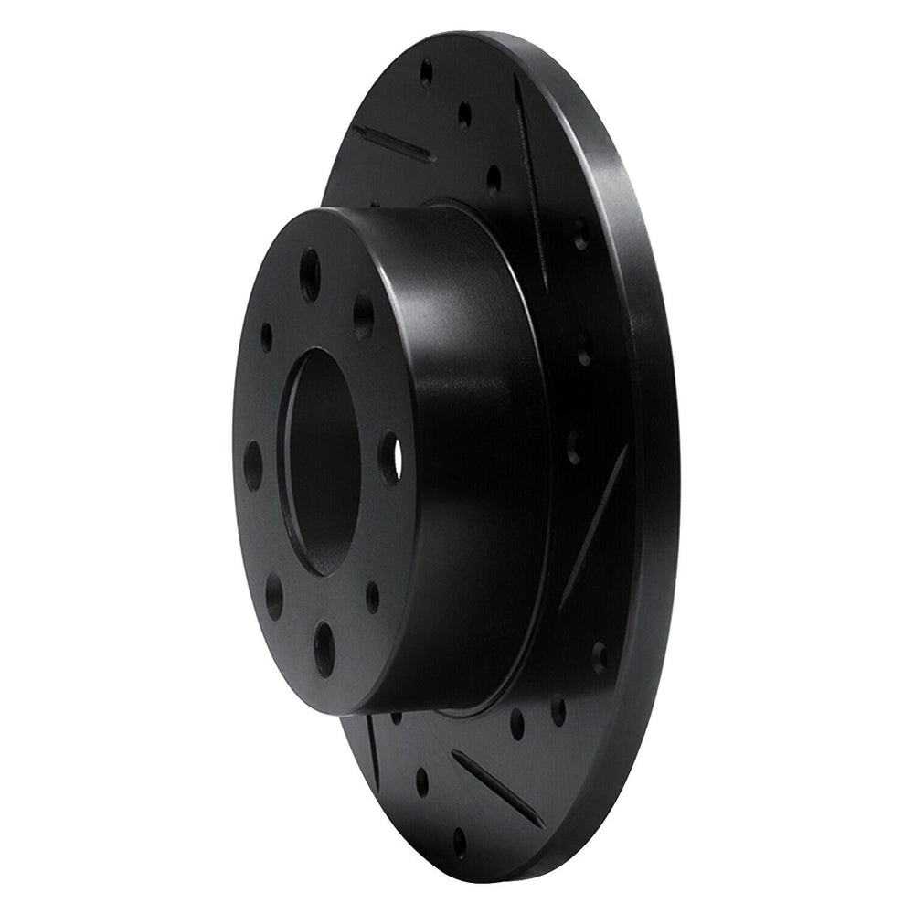 R1 79-83 Honda Civic Front Right Drilled & Slotted Black Brake Rotor
