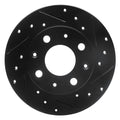R1 79-83 Honda Civic Front Right Drilled & Slotted Black Brake Rotor