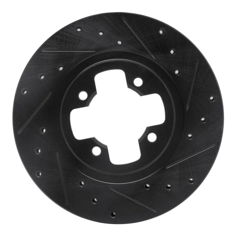 R1 81-88 Nissan Maxima Front Right Drilled & Slotted Black Brake Rotor