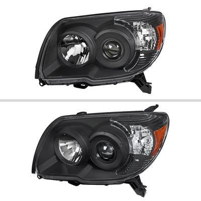 HEADLIGHTS BLACK HOUSING CLEAR LENS WITH AMBER REFLECTOR - NO BULBS INCLUDED