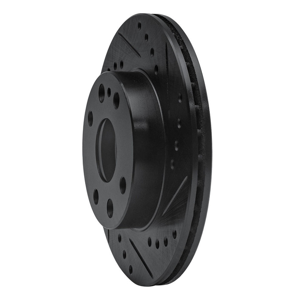 R1 94-97 Ford Aspire Front Right Drilled & Slotted Black Brake Rotor