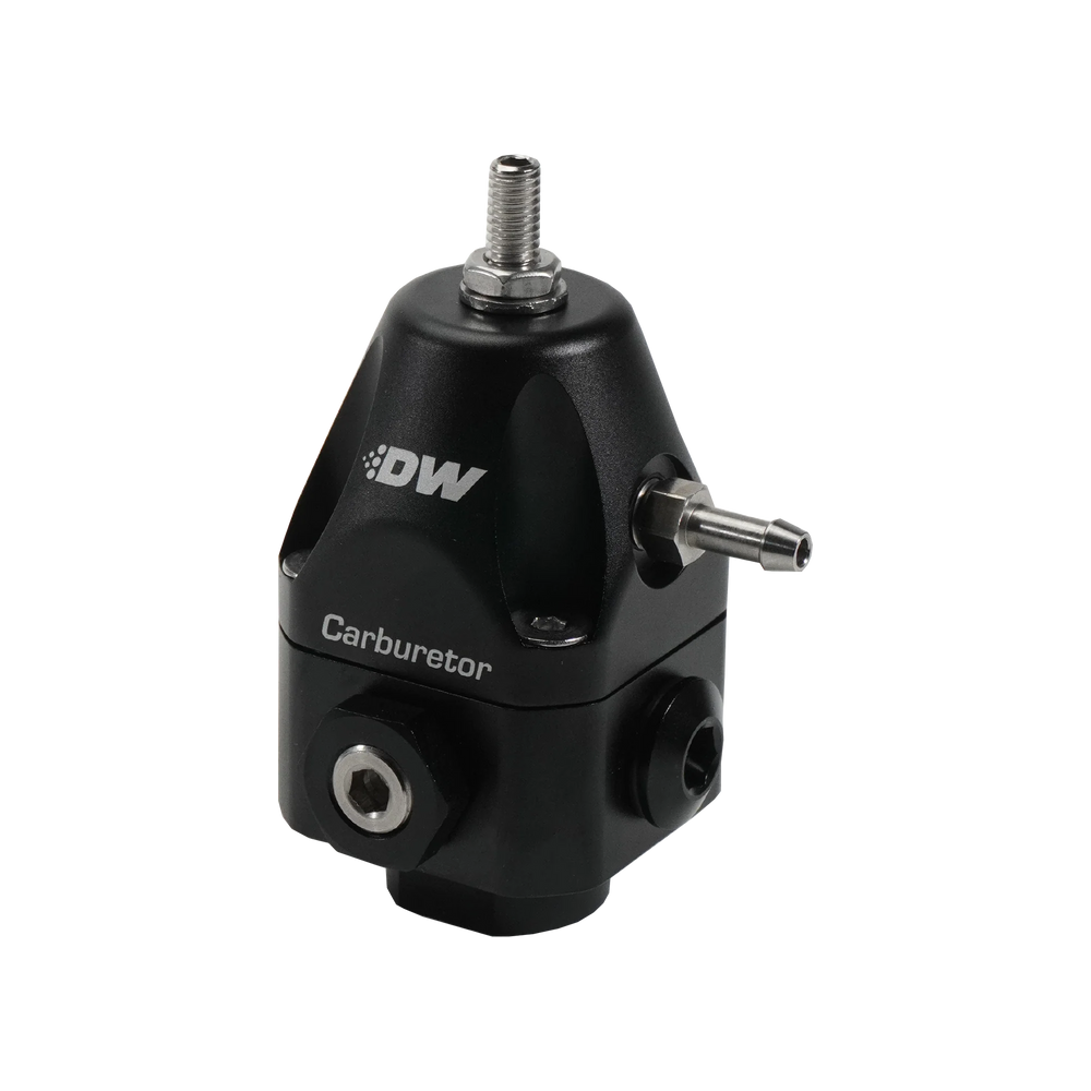 DeatschWerks Compact Carburetor Adjustable Fuel Regulator 6AN x4 Inlets - 6AN Return - Black