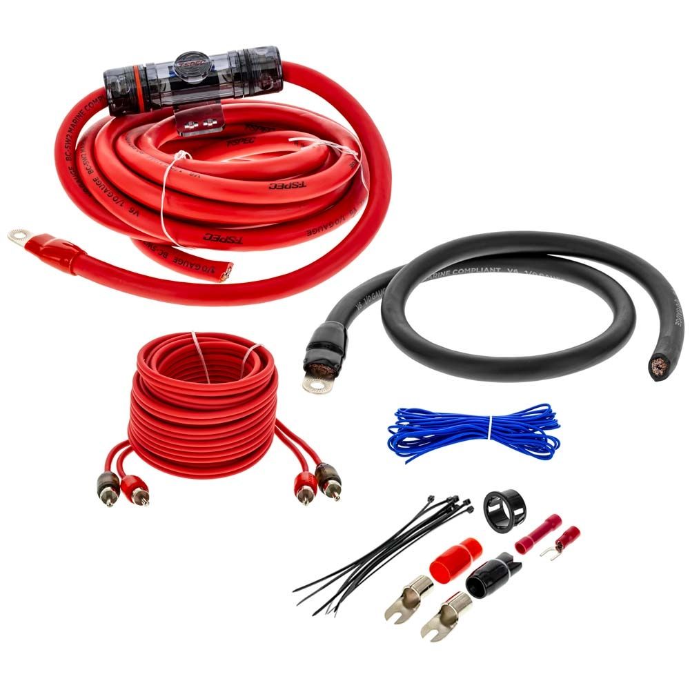 1/0AWG 2400W AMP KIT WITH RCA V6 SERIES