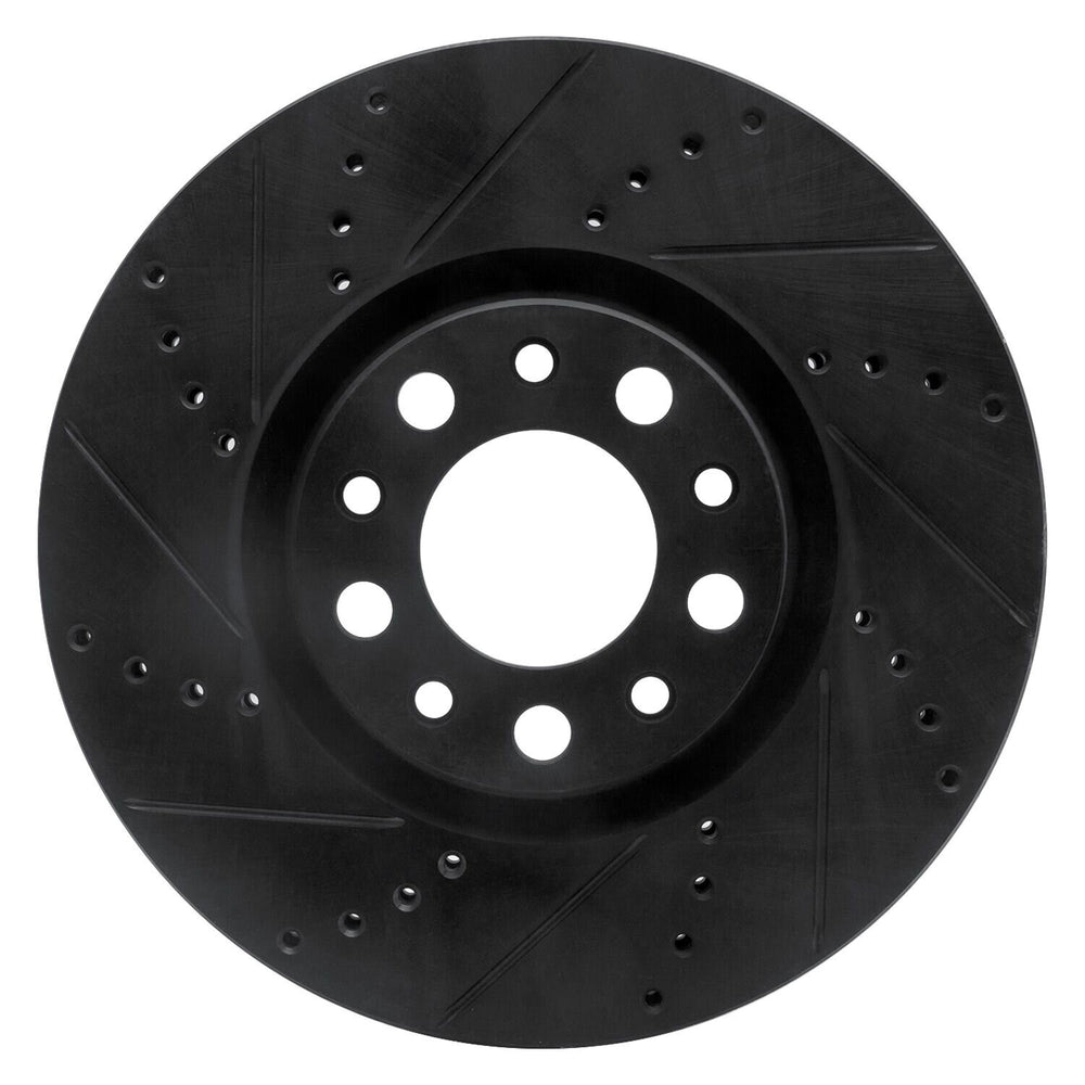 R1 2013-2023 Chrysler 200 Front Left Drilled & Slotted Black Brake Rotor