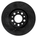 R1 2013-2023 Chrysler 200 Front Left Drilled & Slotted Black Brake Rotor