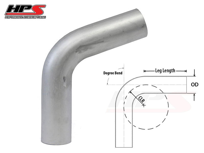 HPS Performance 4.5 OD 70 Degree Bend 6061 Aluminum Elbow Pipe 15 Gauge w/ 6 CLR
